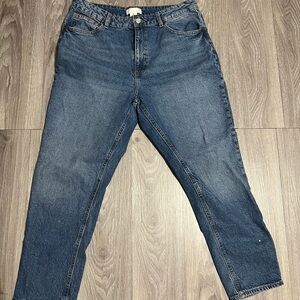 H&M Women’s Straight Leg Jeans Size 12 Blue Denim Cropped